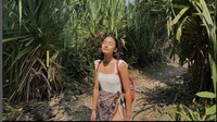 Tak hanya gemar cicip makanan, sepertinya Arawinda juga suka jalan-jalan ya! inilah momen ketika Arawinda sedang jalan-jalan di tengah kebun. Foto: Instagram @arawindak