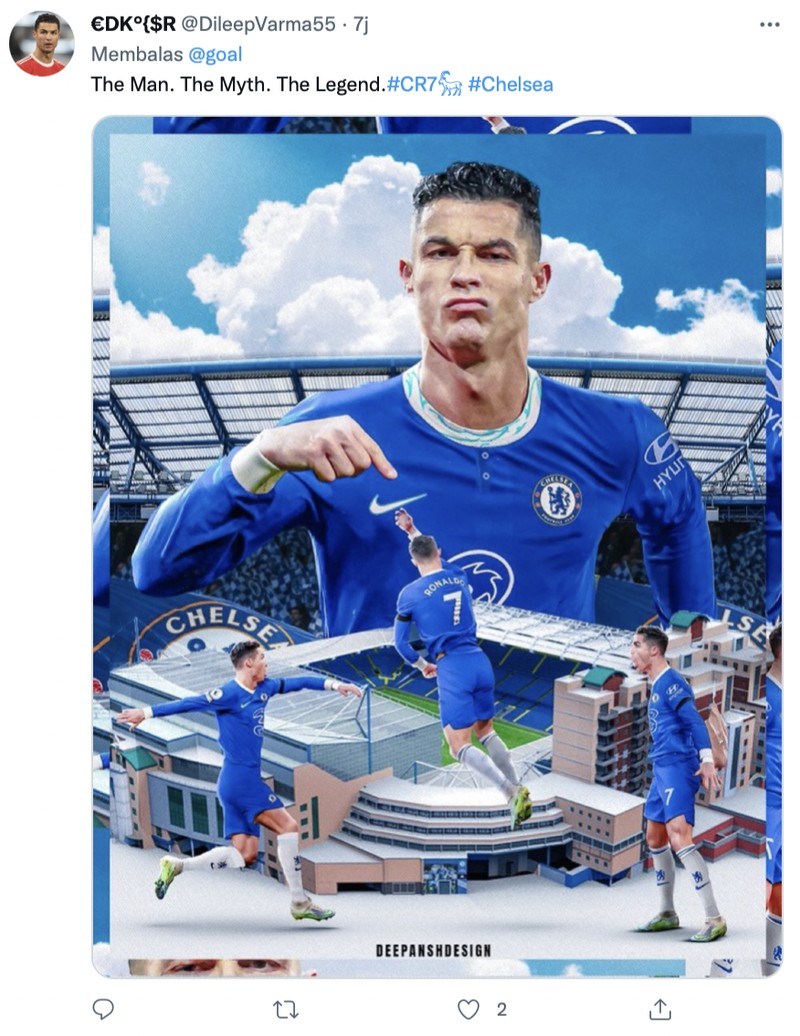 Beredar rumor Cristiano Ronaldo ingin pindah dari MU. Netizen berkreasi CR7 pakai seragam klub sepakbola lain