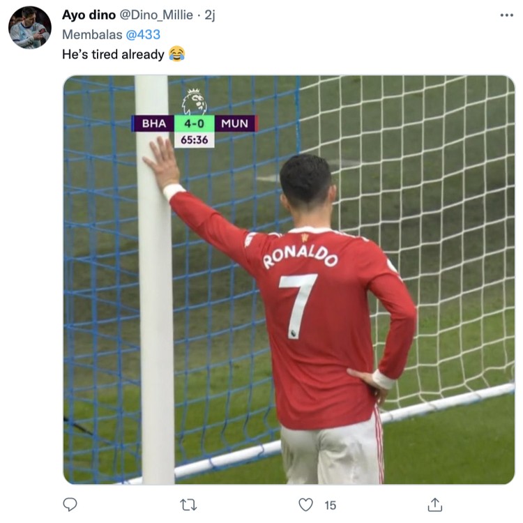 Twitter Beredar rumor Cristiano Ronaldo ingin pindah dari MU. Netizen berkreasi CR7 pakai seragam klub sepakbola lain