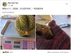 Zonk! Beli Durian Rp 396 Ribu, Netizen Ini Dapat Durian Kosong