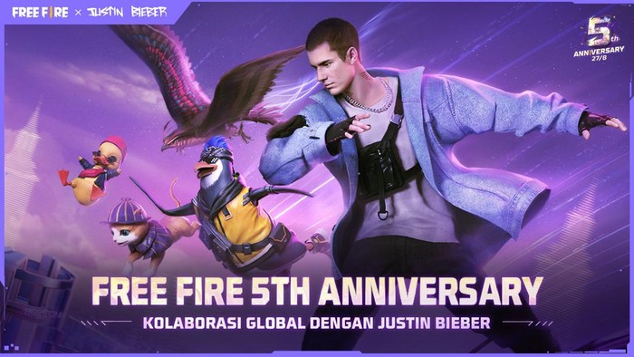 Free Fire Gaet Justin Bieber Untuk Rayakan Ulang Tahun ke-5