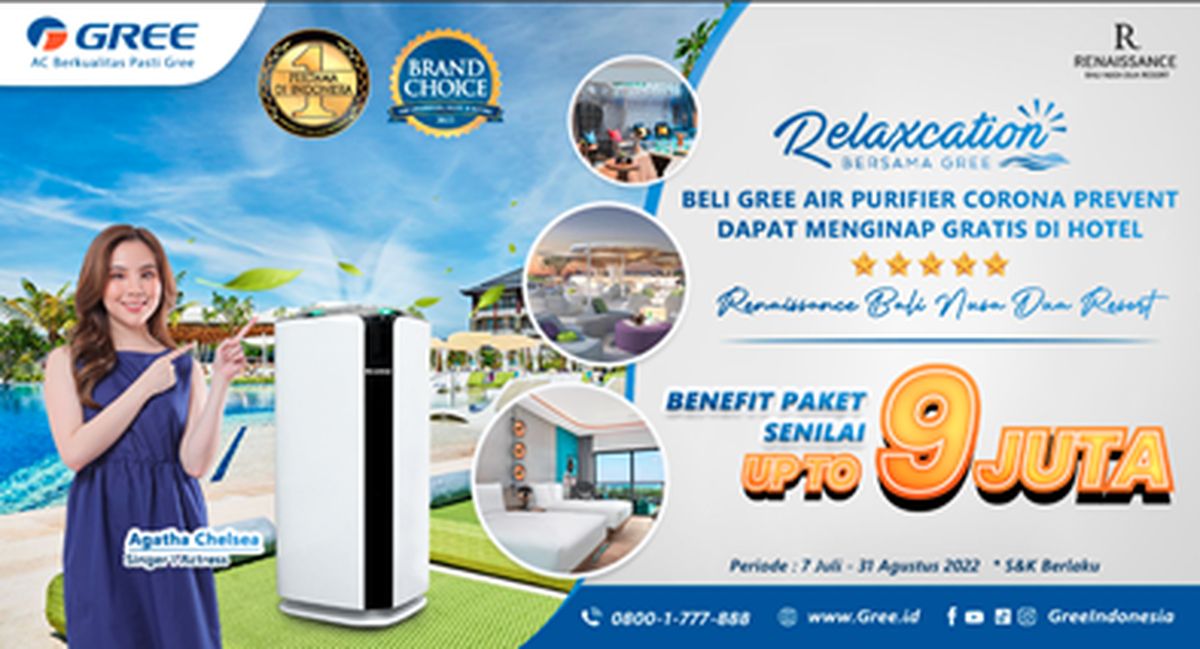 Beli Air Purifier Terbaik Gree Dapat Voucher Hotel di Bali Ini