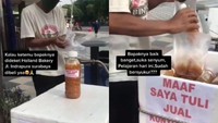 Di Surabaya ada pria tunarungu yang pilih berjualan kunyit asam menggunakan sepeda. Lewat tulisan di boks minuman, ia menginformasikan dirinya tuli. Maaf saya tuli. Jual kunyit asam sehat menyegarkan, tulisnya. Foto: Instagram semuaislam.id