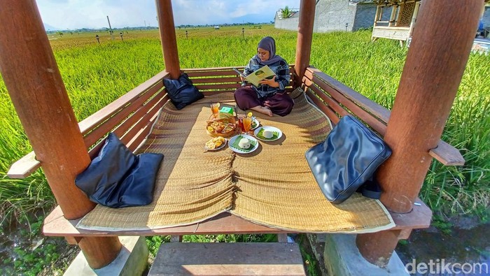 Lokasi makan di saung hamparan sawah