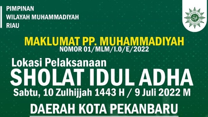Lokasi salat Idul Adha Muhammadiyah di Pekanbaru.