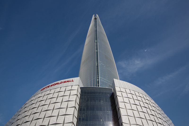 Seoul, South Korea - September 8, 2017: Lotte World Tower in Seoul, South Korea. It is the 5th tallest building in the world.