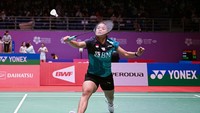 Pada pertandingan di Axiata Arena, Kuala Lumpur, Gregoria menangi gim pertama dengan skor ketat 25-23, Jumat (8/7/2022).