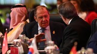 Menteri Luar Negeri Rusia Sergey Lavrov menghadiri Pertemuan Menteri Luar Negeri G20 di Nusa Dua, Bali, Jumat (8/7/2022).