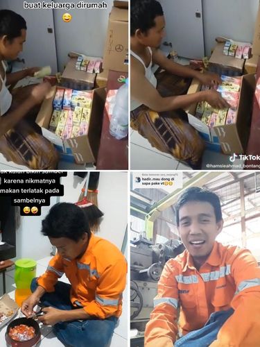 Video viral seorang ayah mengumpulkan susu kotak jatah proyek untuk oleh-olleh sang anak di rumah.