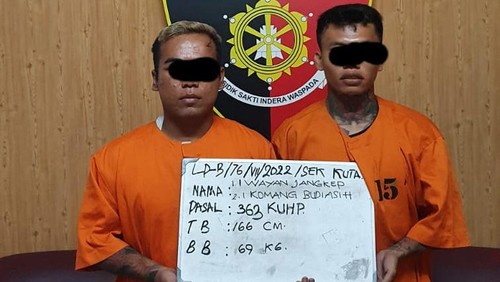 Dua orang pelaku penjambret HP milik bule Jerman di Jalan Raya Seminyak, Kecamatan Kuta, Kabupaten Badung, Bali, Kamis (7/7/2022) sekitar pukul 20.00 Wita.