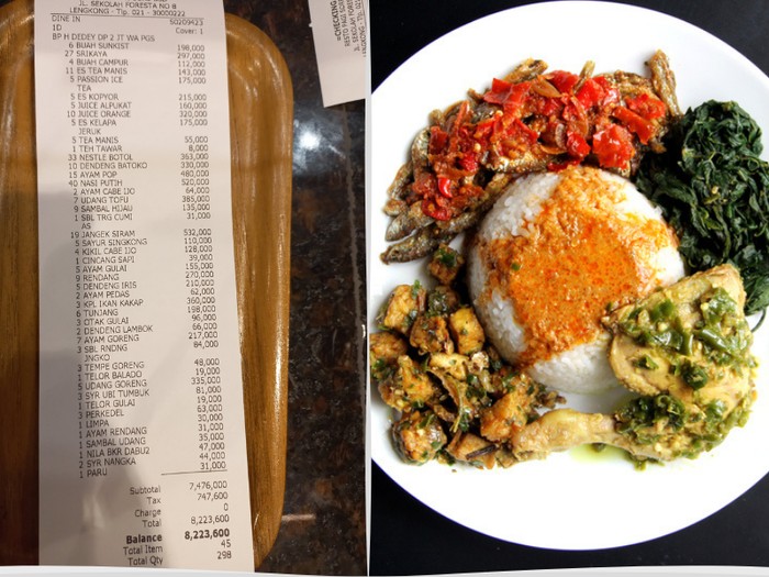 Netizen bagikan bon tagihan makan nasi padang hingga Rp 8 Juta