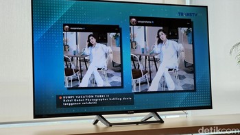 Agar memberikan kepuasan visual saat menikmati konten, Xiaomi memberikan dukungan 1,07 miliar warna, HDR 10, HLG, Dolby Vision dan MEMC (Motion Estimation, Motion Compensation) yang membuat gerakan perpindahan semakin halus tanpa terputus-putus. Ini berguna banget saat menonton tayangan olahraga seperti balapan. Foto: Adi Fida Rahman/detikINET