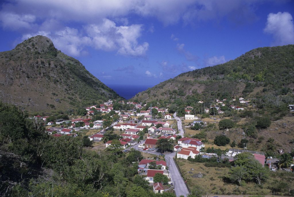 SABA ISLAND, NETHERLANDS - 1995/01/01: Netherlands Antilles, Saba Island, 'the Bottom' Village, Overview. (Photo by Wolfgang Kaehler/LightRocket via Getty Images)
