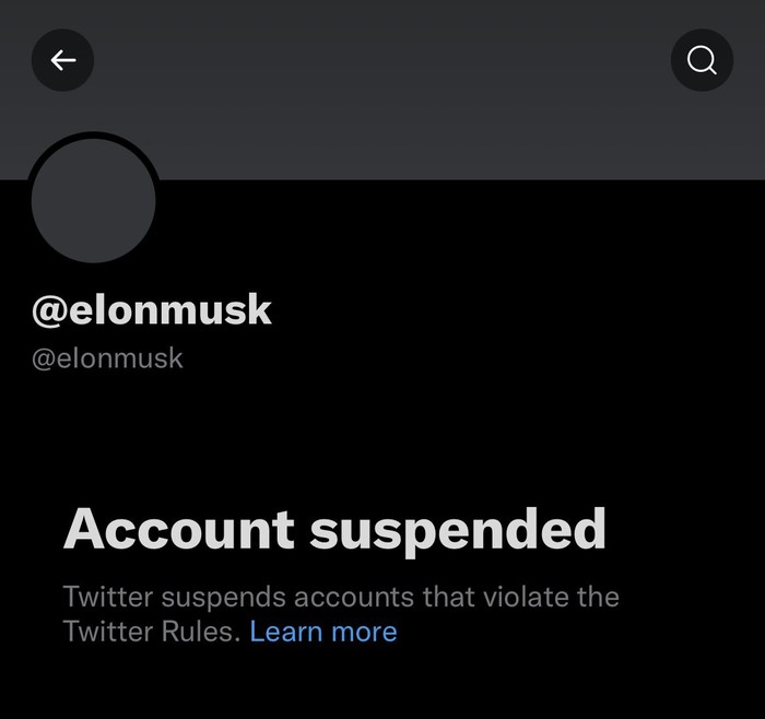 Akun @eIonmusk terpantau telah ditangguhkan oleh Twitter. Apakah ini milik Bos SpaceX Elon Musk?