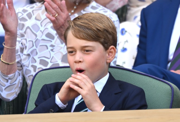 1407918841 LONDON, ENGLAND - JULY 10: Prince George of Cambridge attends the Men's Singles Final at All England Lawn Tennis and Croquet Club on July 10, 2022 in London, England. (Photo by Karwai Tang/WireImage)