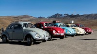 Para penggemar Volkswagen dari Bolivia merayakan peringatan ulang tahun penghentian produksi mobil tersebut dengan konvoi.