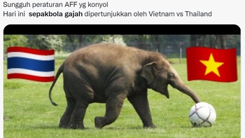 Banyak meme sepakbola gajah bertebaran di Twitter dari netizen suporter Indonesia yang kecewa. Foto: (Twitter)