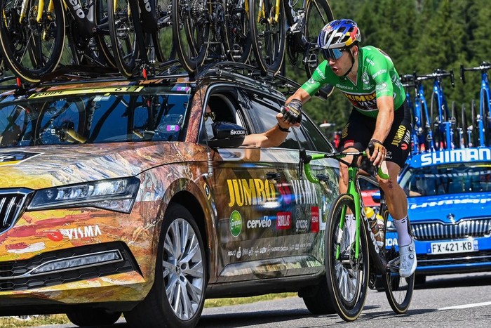 CHÂTEL - LES PORTES DU SOLEIL, FRANCE - JULY 10: Tadej Pogacar of Slovenia and UAE Team Emirates Yellow Leader Jersey competes during the 109th Tour de France 2022, Stage 9 a 192,9km stage from Aigle to Châtel les portes du Soleil 1299m / #TDF2022 / #WorldTour / on July 10, 2022 in Châtel les portes du Soleil, France. (Photo by Tim de Waele/Getty Images)