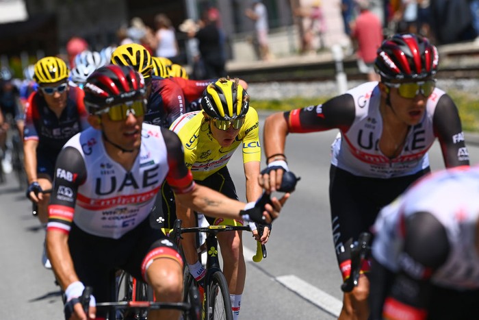 Tou de France CHΓTEL - LES PORTES DU SOLEIL, FRANCE - JULY 10: Tadej Pogacar of Slovenia and UAE Team Emirates Yellow Leader Jersey competes during the 109th Tour de France 2022, Stage 9 a 192,9km stage from Aigle to ChΓ’tel les portes du Soleil 1299m / #TDF2022 / #WorldTour / on July 10, 2022 in ChΓ’tel les portes du Soleil, France. (Photo by Tim de Waele/Getty Images)