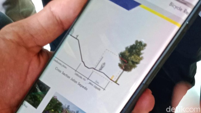 Konsep jalur sepeda di proyek tol Jogja-Solo di ponsel.