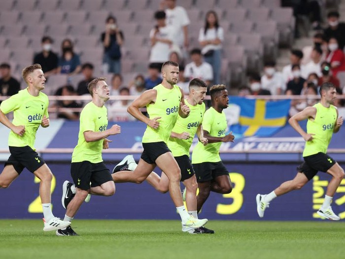 SEOUL, SOUTH KOREA - JULY 11: Heung-Min Son of Tottenham Hotspur during the Tottenham Hotspur training session at Seoul World Cup Stadium on July 11, 2022 in Seoul, South Korea. (Photo by Tottenham Hotspur FC/Tottenham Hotspur FC via Getty Images)