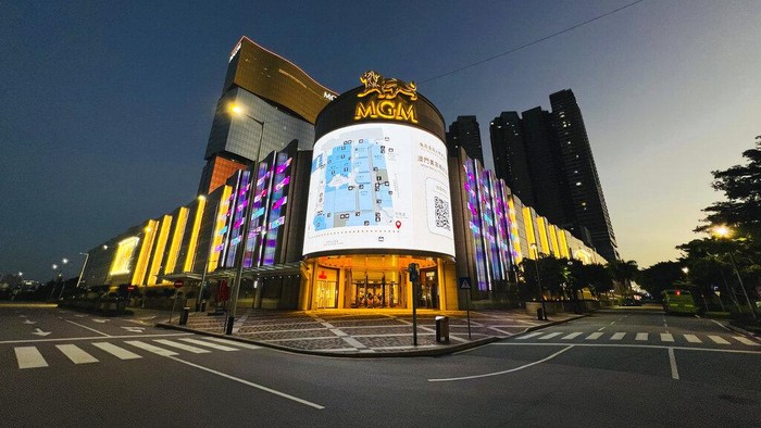 MGM Grand Macau casino resort is closed in Macao, Monday, July 11, 2022. Streets in the gambling center of Macao were empty Monday after casinos and most other businesses were ordered to close while the Chinese territory near Hong Kong fights a coronavirus outbreak. (AP Photo/Kong)