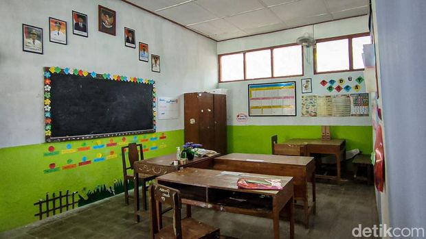 SDN Ngrojo, Kalurahan Kembang, Kapanewon Nanggulan, Kabupaten Kulon Progo, Daerah Istimewa Yogyakarta (DIY), Selasa (12/7/2022).