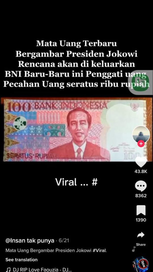 Viral Mata Uang Bergambar Jokowi (Tangkapan Layar video Viral)