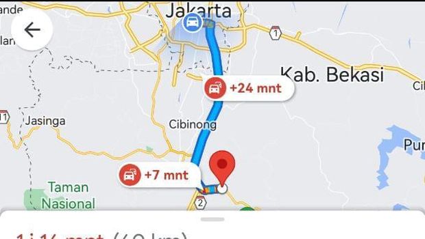 Cara cek tarif tol di Gmaps.