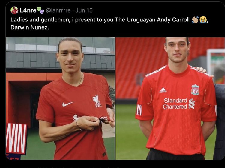 Meme: Liverpool Dilibas MU, Darwin Nunez Jadi Andy Carroll!