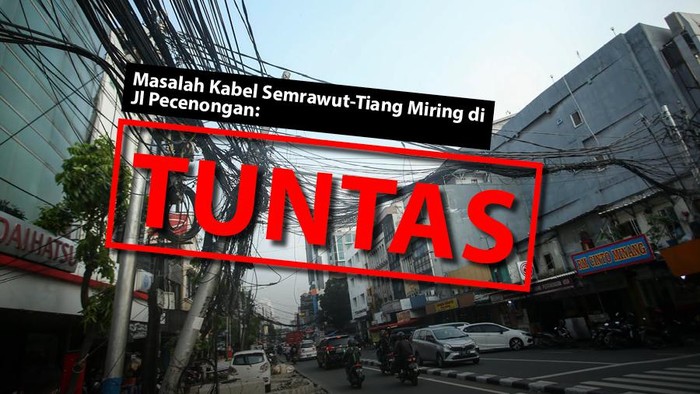 Masalah kabel semrawut dan tiang miring di Jl Pecenongan: TUNTAS