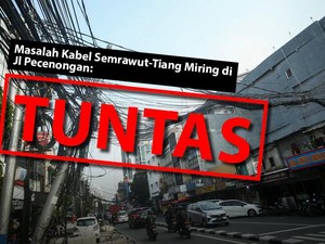 Before-After Kabel Semrawut-Tiang Miring di Jl Pecenongan Dirapikan