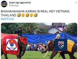 Ledekan sepakbola gajah sudah langsung mencuat sejak Vietnam dan Thailand dinilai bermain tak sportif. Setuju disebut karma? (Foto: Twitter/Internet)