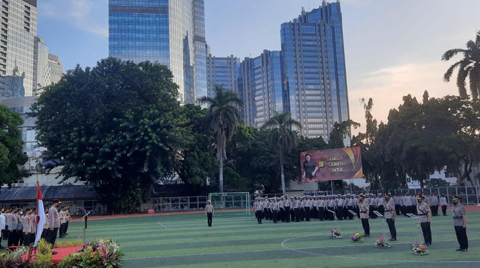 Upacara sertijab Dirlantas Polda Metro Jaya dan Kabid Dokkes Polda Metro Jaya, Kamis (14/7/2022).