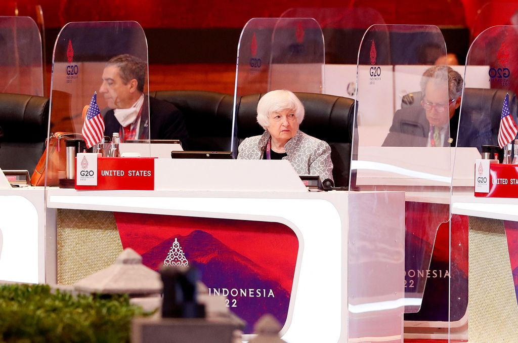 U.S. Treasury Secretary Janet Yellen attends the G20 Finance Ministers and Central Bank Governors Meeting in Nusa Dua, Bali, Indonesia, 15 July 2022. Made Nagi/Pool via REUTERS