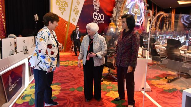 Menkeu RI Sri Mulyani, Menkeu AS Janet Yellen, Direktur Pelaksana IMF Kristalina Ivanova (Dok.Kemenkeu)