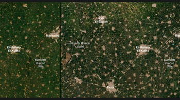  Hanya 4% dari tanah Mesir yang cocok untuk pertanian, dan jumlah itu menurun dengan cepat karena pertumbuhan penduduk yang cepat memicu pembangunan perkotaan dan pinggiran kota. Gambar-gambar ini menunjukkan urbanisasi yang memakan lahan pertanian di sekitar kota Tanta dan El Mahalla El Kubra, dan antara cabang Rosetta dan Damietta di Sungai Nil. Foto: NASA