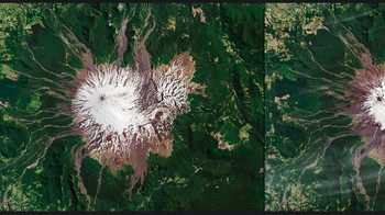 Salju yang menyusut di gunung berapi Chili. Foto: NASA