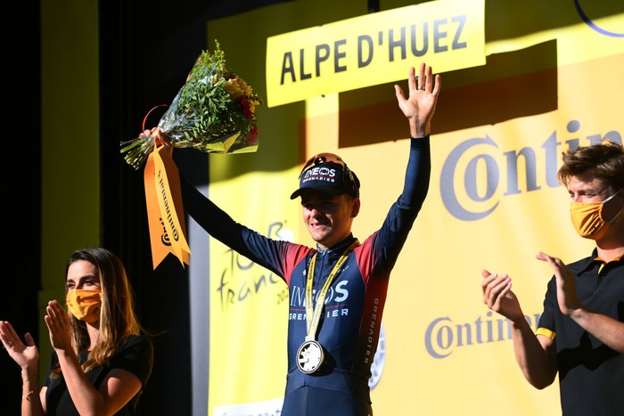 Tour de France ALPE D'HUEZ, FRANCE - JULY 14: Yves Lampaert of Belgium and Quick-Step - Alpha Vinyl Team injuries after the 109th Tour de France 2022, Stage 12 a 165,1km stage from BrianΓ§on to L'Alpe d'Huez 1471m / #TDF2022 / #WorldTour / on July 14, 2022 in Alpe d'Huez, France. (Photo by Tim de Waele/Getty Images)