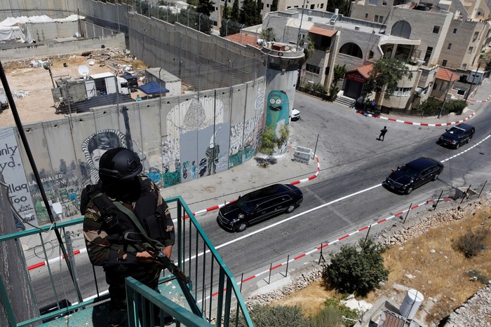 U.S. President Joe Biden meets with Palestinian President Mahmoud Abbas at the Presidential Compound, in Bethlehem, in the Israeli-occupied West Bank July 15, 2022. REUTERS/Evelyn Hockstein