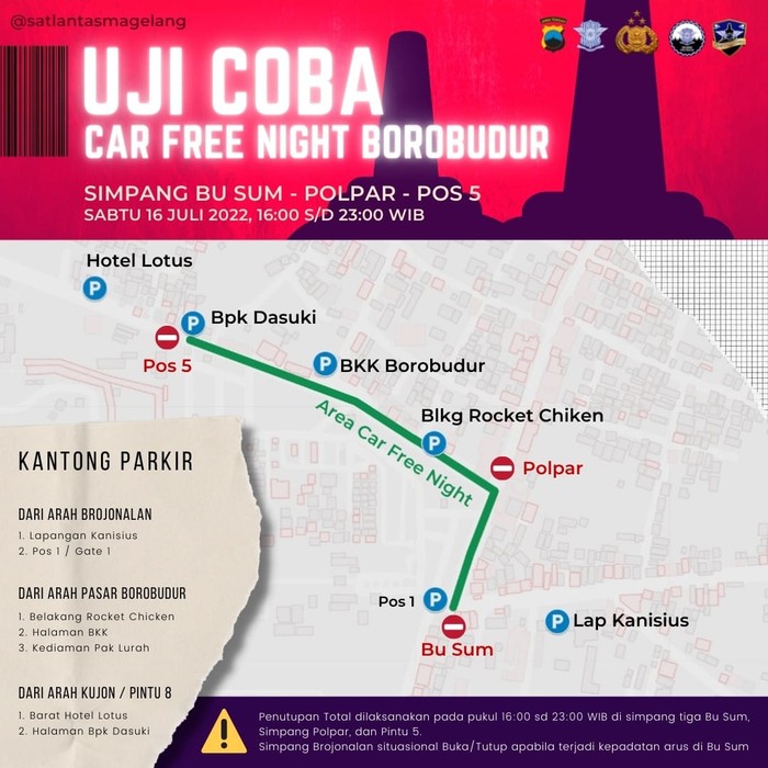 Flyer Car Free Night Borobudur, Sabtu (16/7/2022).