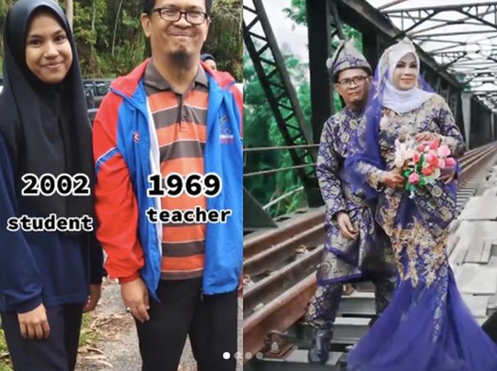 Foto pasangan Zulkarnain dan Nurasniza Musmulyadi, viral di media sosial..