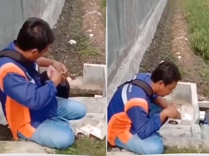 Ayah rela makan nasi saja demi sisihkan ayam untuk anaknya