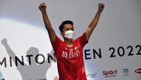 Ekspresi Ginting usai jadi juara.