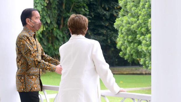 Managing Director IMF, Kristalina Georgieva  bertemu Presiden Joko Widodo di Istana Bogor, Minggu (17/7/2022). (Foto: Muchlis Jr - Biro Pers Sekretariat Presiden)