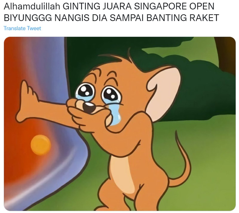 Meme Ginting Banting Raket usai juara Singapore Open 2022