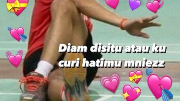 Meme Ginting mencuri hati juga muncul lagi kalau Ginting habis menang. Foto: Twitter