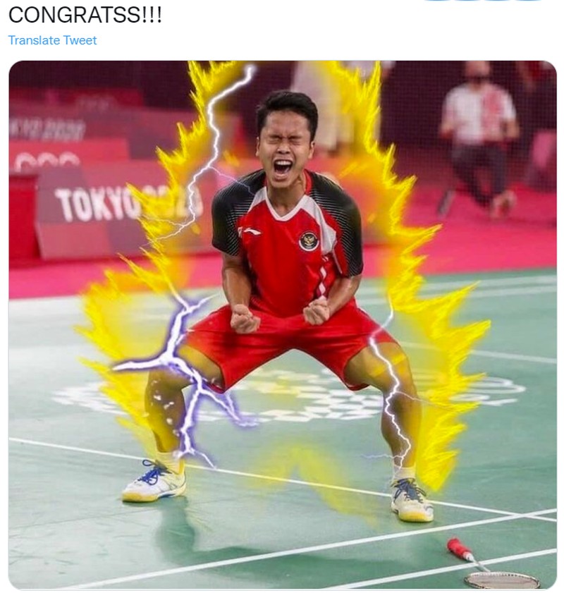 Meme Ginting Banting Raket usai juara Singapore Open 2022
