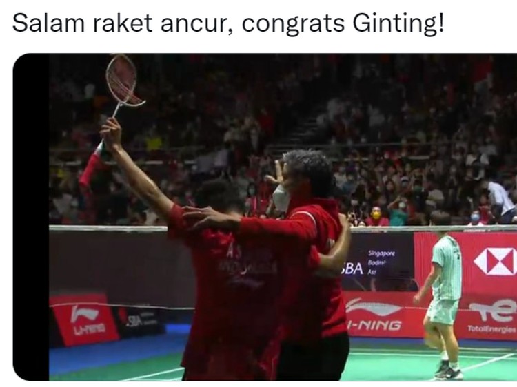 Meme Ginting Banting Raket usai juara Singapore Open 2022