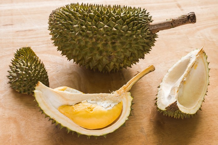 Minum air pakai wadah kuilt durian